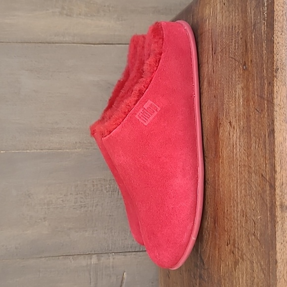 EUC Fitflop Slipper Women's sz 5 Red Chrissie Shearling Slippers - Picture 2 of 10